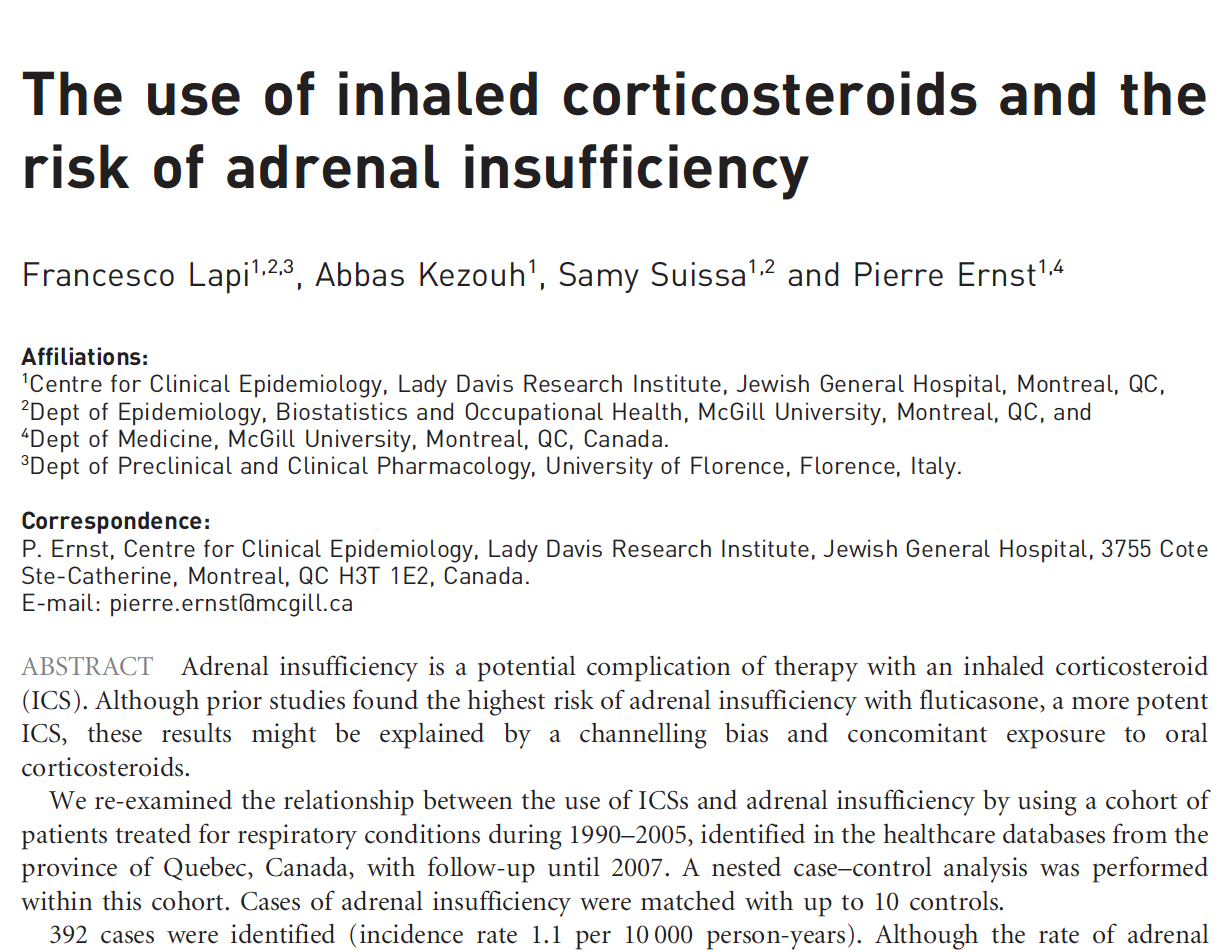 The use of inhaled corticosteroids and the risk of adrenal insufficiency